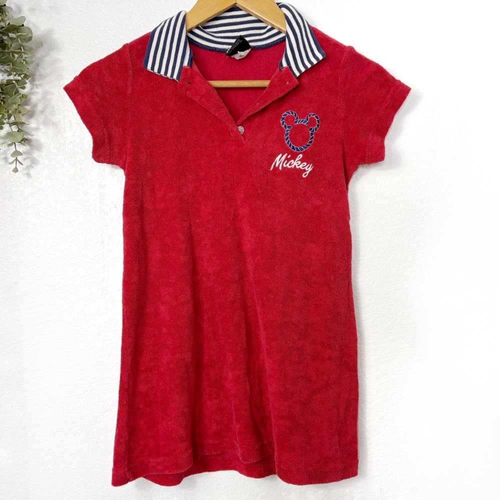 DISNEY • Vintage Nautical Red Terry Cloth Swim Cover‎